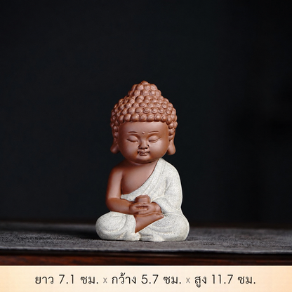 พระน้อยนั่งสมาธิมินิ เสริมฮวงจุ้ย วัสดุหินเรซิน
