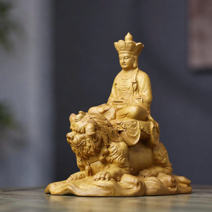 รูปปั้นพระกษิติครรภ์โพธิสัตว์ประทับบนตี้ทิง ไม้แบ๊กเซิน