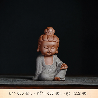 พระน้อยนั่งสมาธิมินิ เสริมฮวงจุ้ย วัสดุหินเรซิน