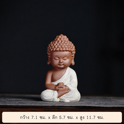 พระน้อยนั่งสมาธิมินิ เสริมฮวงจุ้ย วัสดุหินเรซิน