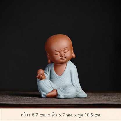 พระน้อยนั่งสมาธิมินิ เสริมฮวงจุ้ย วัสดุหินเรซิน