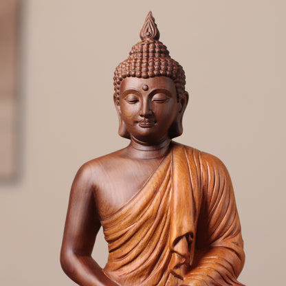 พระพุทธรูปพระศากยมุนี ปางสมาธิ แกะสลักไม้ประดู่แอฟริกาใต้