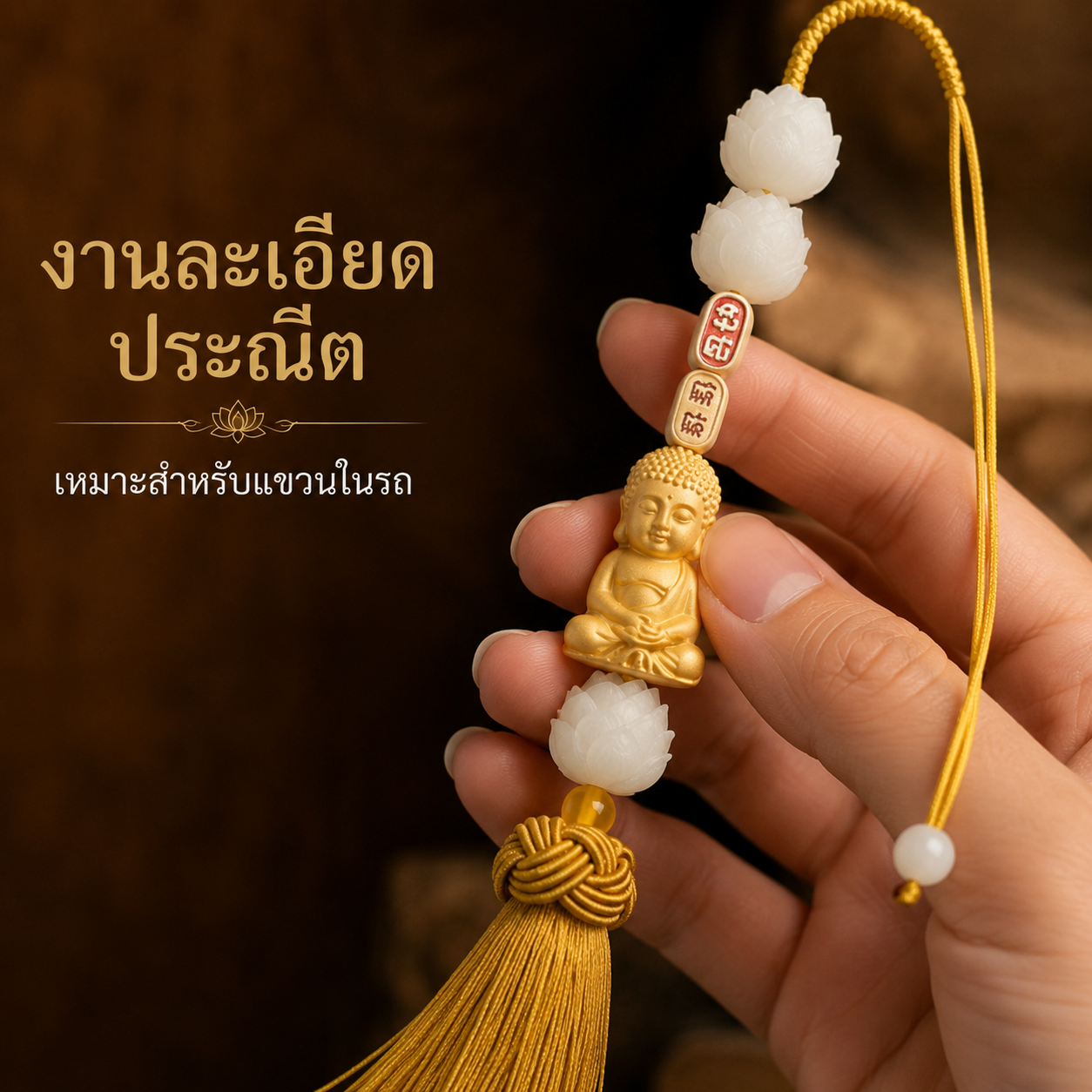 เครื่องแขวนกระจกรถยนต์ ดอกบัว 9 ดอก