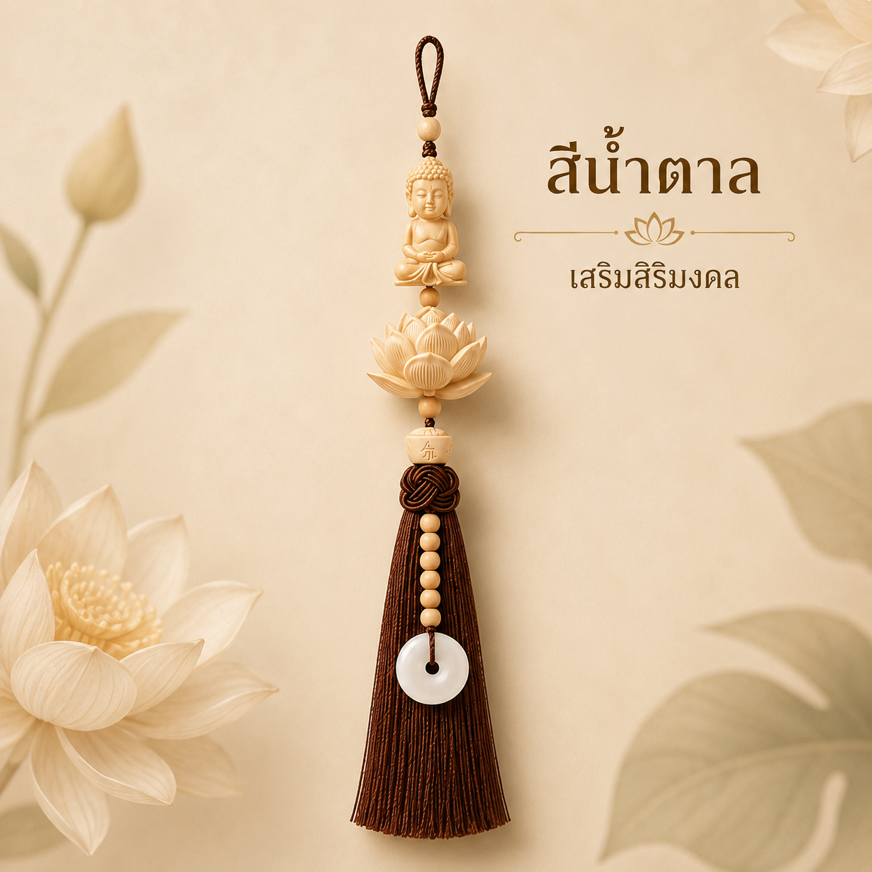 เครื่องแขวนกระจกรถยนต์ ดอกบัว พระพุทธรูป และอักษรมงคล 福