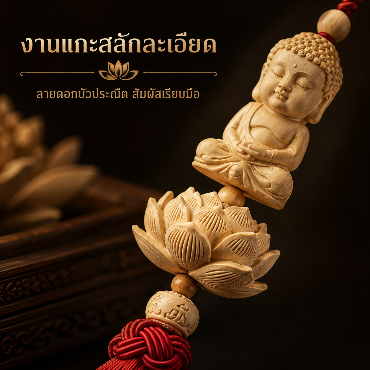 เครื่องแขวนกระจกรถยนต์ ดอกบัว พระพุทธรูป และอักษรมงคล 福
