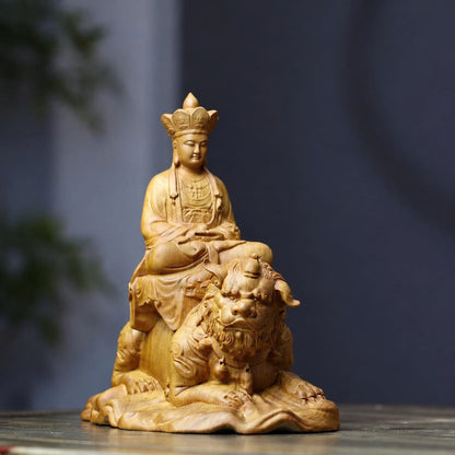 รูปปั้นพระกษิติครรภ์โพธิสัตว์ประทับบนตี้ทิง ไม้แบ๊กเซิน