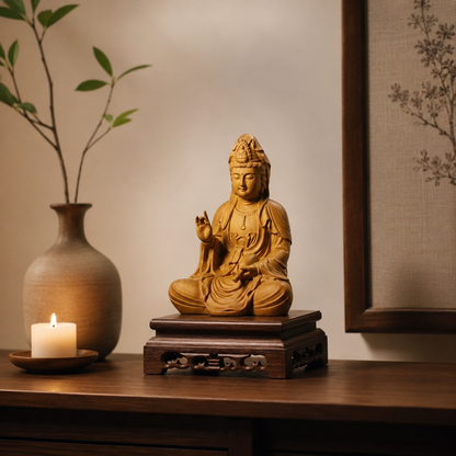 รูปเจ้าแม่กวนอิมประทับนั่ง ไม้หอม