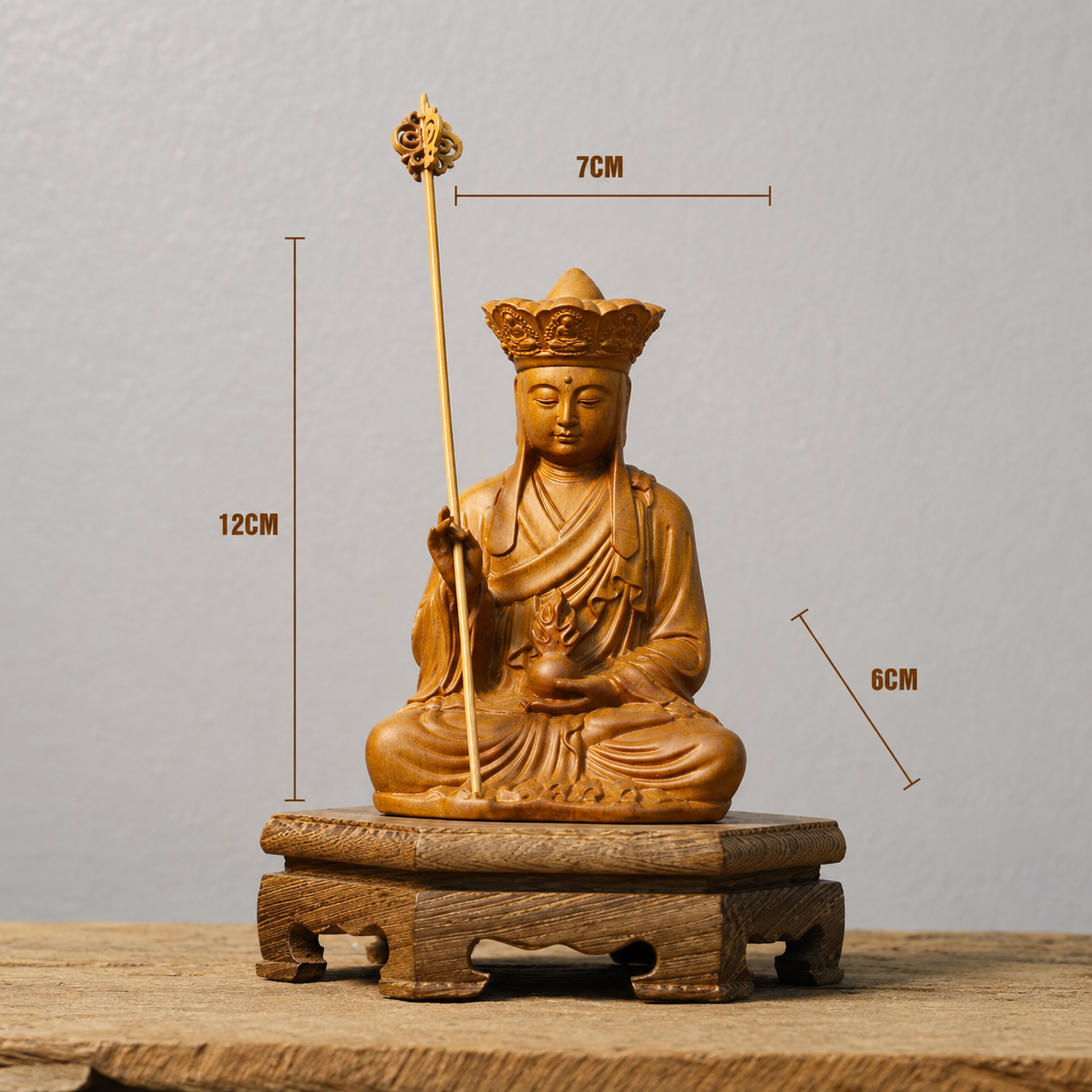 รูปปั้นพระกษิติครรภ์โพธิสัตว์ ไม้ไซเปรสพรีเมียม