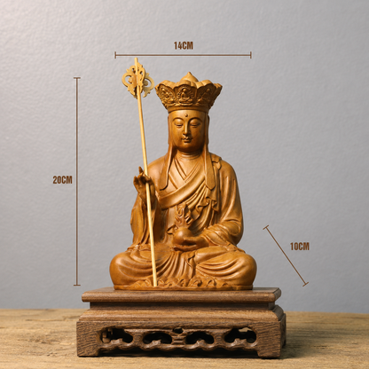 รูปปั้นพระกษิติครรภ์โพธิสัตว์ ไม้ไซเปรสพรีเมียม