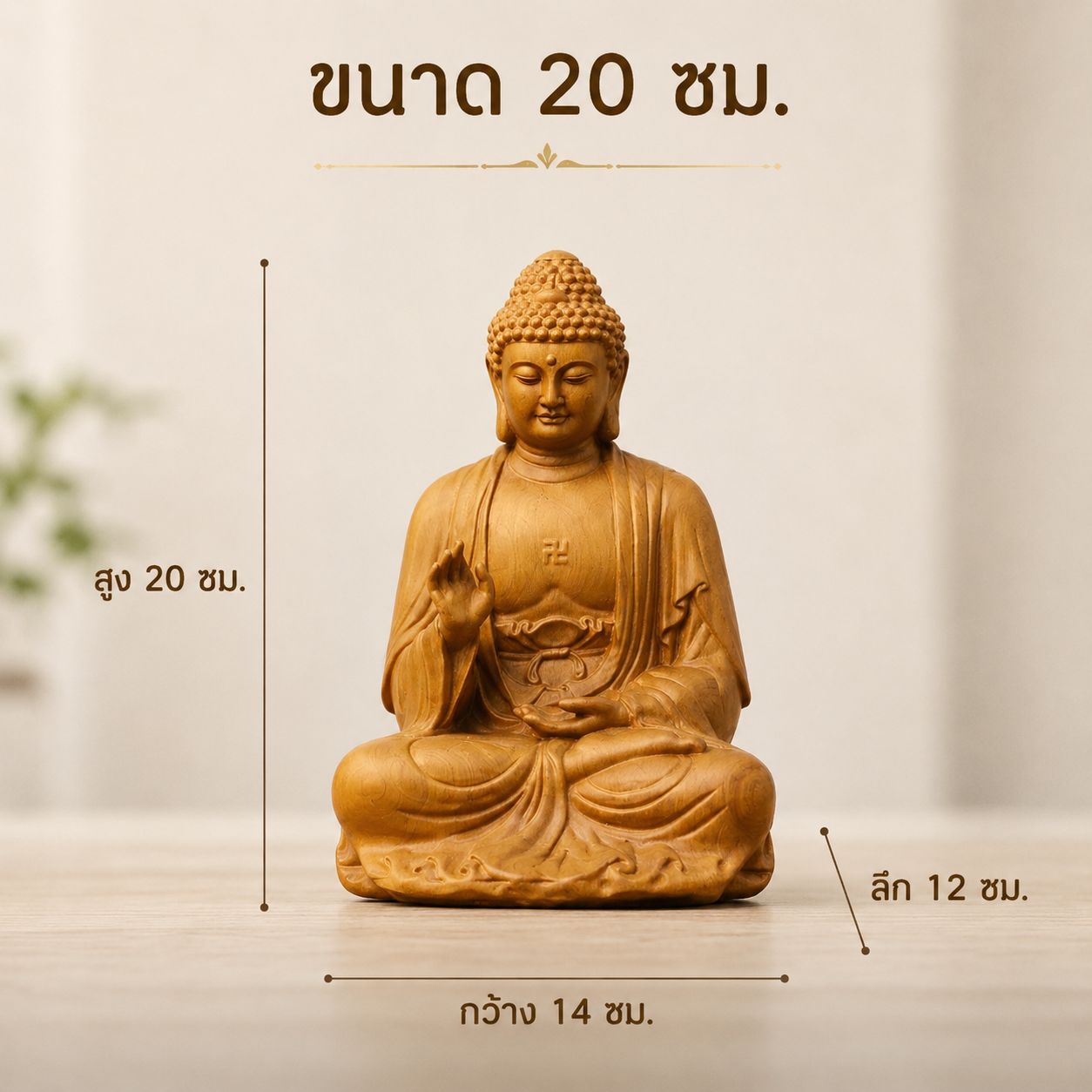 พระอมิตาภพุทธเจ้าปางประทานพร ไม้ไซเปรสพรีเมียม