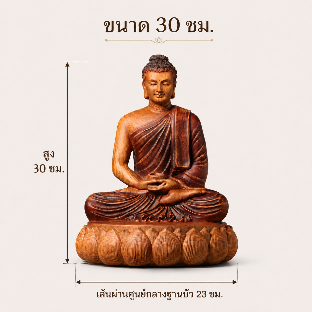 พระพุทธรูปประคองบาตร ไม้มะเกลือลายหางนกยูง