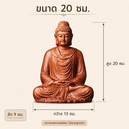 พระพุทธรูปพระศากยมุนี ปางสมาธิ – ไม้หอมลายหินแท้